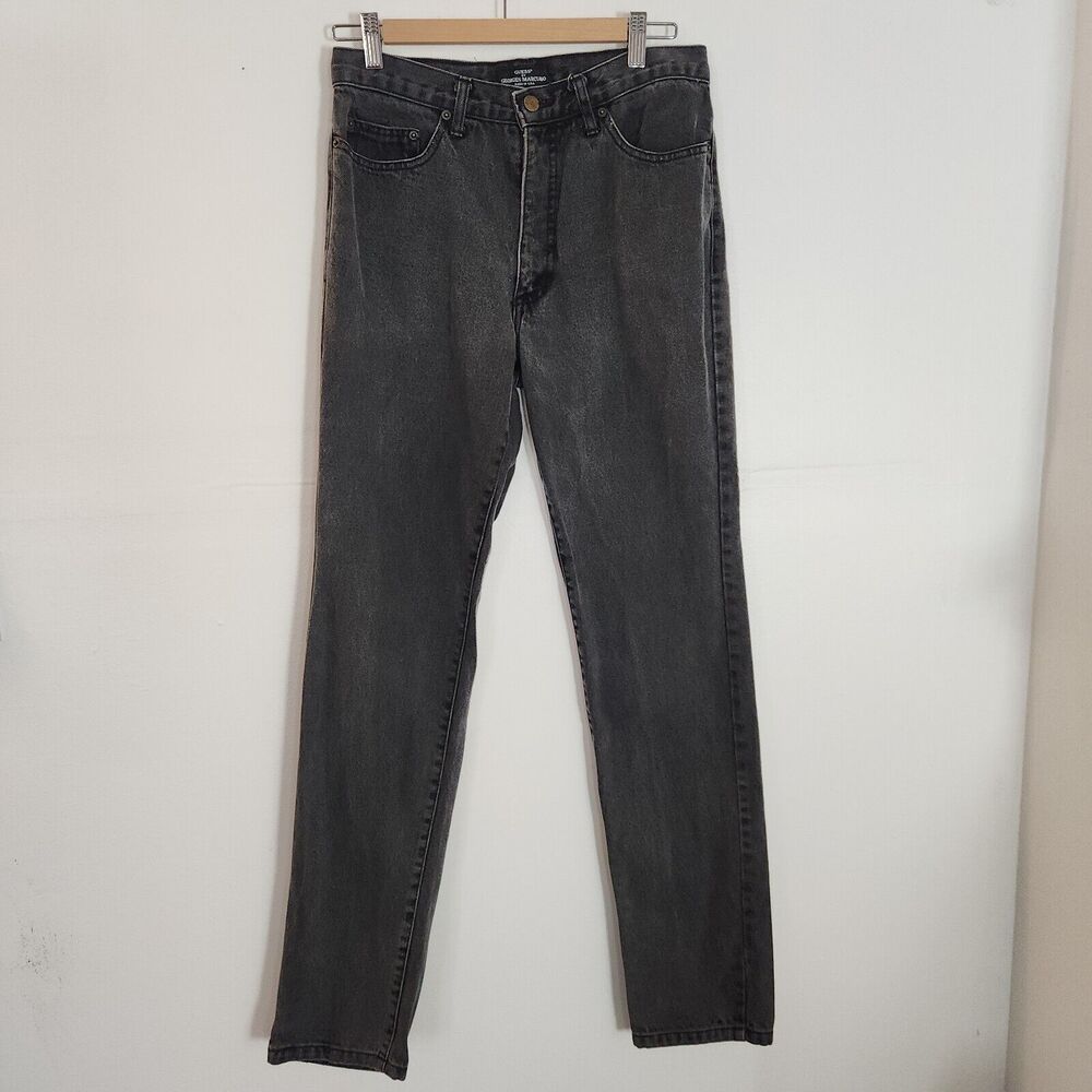 Vintage Guess Jeans Georges Marciano High Rise Slim Tapered Black Denim 30x32 - Picture 2 of 10